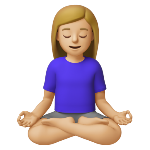 Emoji Người phụ nữ ngồi kiết già: màu da sáng trung bình 🧘🏼‍♀ dạng 3D
