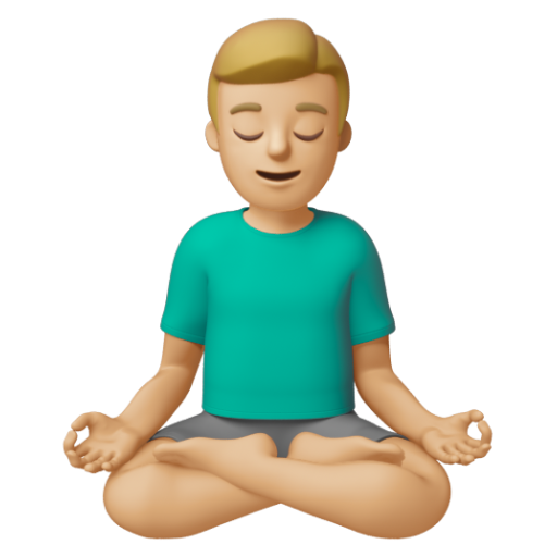 Emoji Người đàn ông ngồi kiết già: màu da sáng trung bình 🧘🏼‍♂ dạng 3D