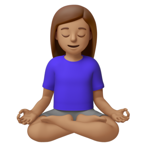 Emoji Người phụ nữ ngồi kiết già: màu da trung bình 🧘🏽‍♀ dạng 3D