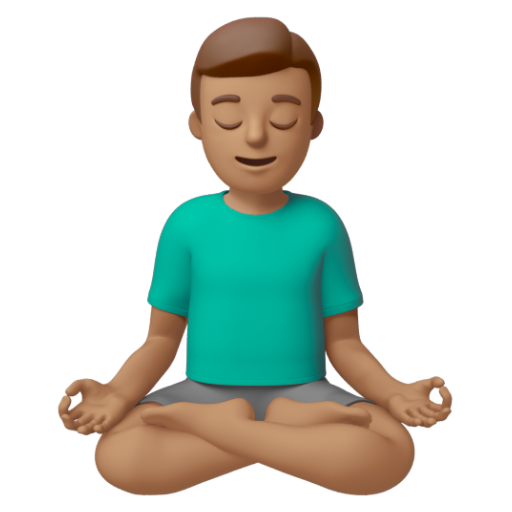 Emoji Người đàn ông ngồi kiết già: màu da trung bình 🧘🏽‍♂ dạng 3D