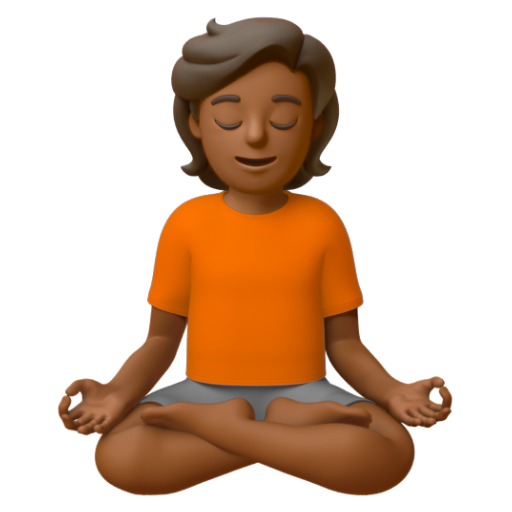 Emoji Người ngồi kiết già: màu da tối trung bình 🧘🏾 dạng 3D