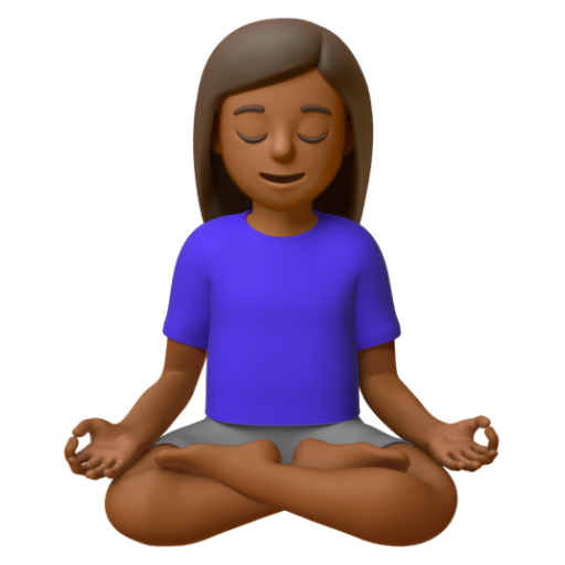 Emoji Người phụ nữ ngồi kiết già: màu da tối trung bình 🧘🏾‍♀ dạng 3D