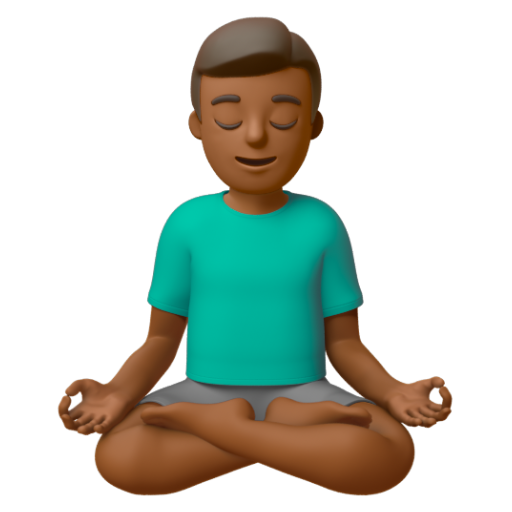 Emoji Người đàn ông ngồi kiết già: màu da tối trung bình 🧘🏾‍♂ dạng 3D