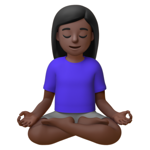 Emoji Người phụ nữ ngồi kiết già: màu da tối 🧘🏿‍♀ dạng 3D
