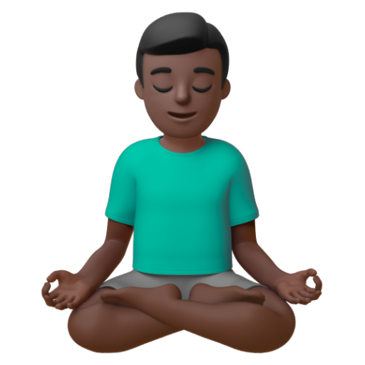 Emoji Người đàn ông ngồi kiết già: màu da tối 🧘🏿‍♂ dạng 3D