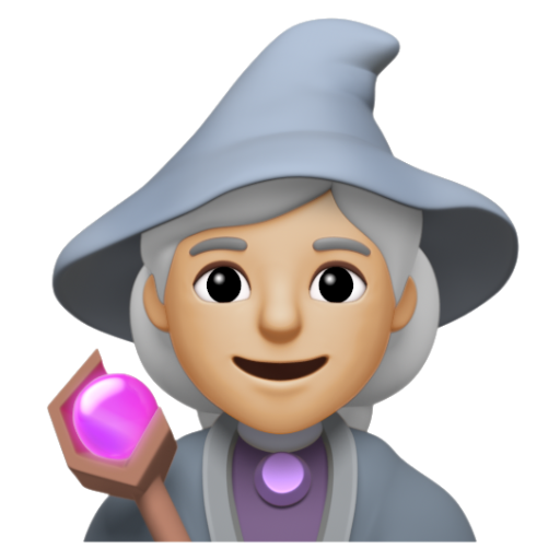 Emoji Pháp sư nữ: màu da sáng trung bình 🧙🏼‍♀ dạng 3D