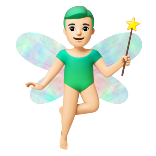 Emoji Ông tiên: màu da sáng 🧚🏻‍♂ dạng 3D