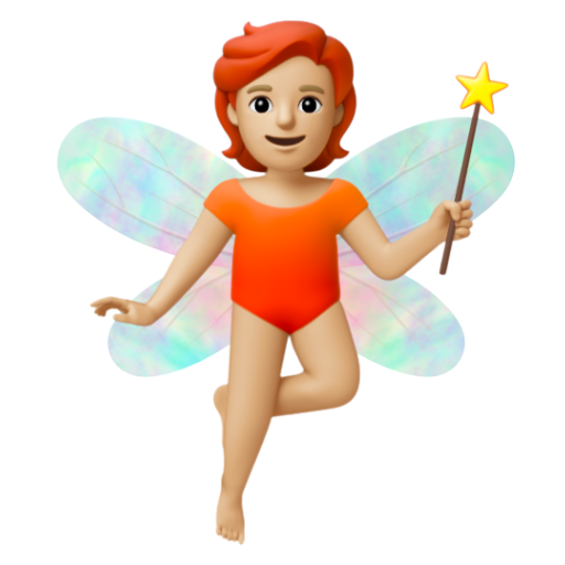 Emoji Tiên: màu da sáng trung bình 🧚🏼 dạng 3D