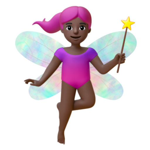 Emoji Bà tiên: màu da tối 🧚🏿‍♀ dạng 3D