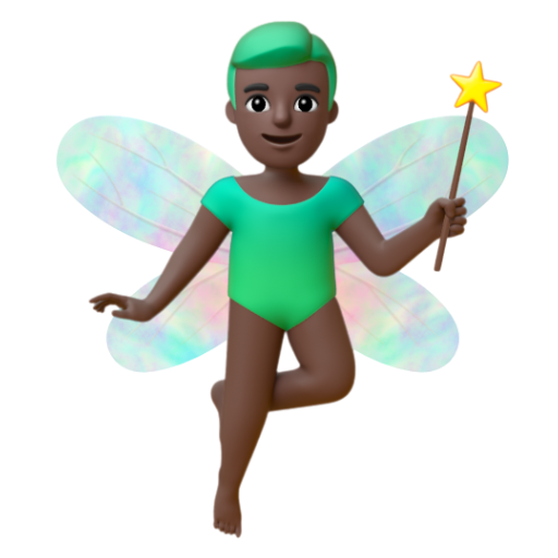Emoji Ông tiên: màu da tối 🧚🏿‍♂ dạng 3D