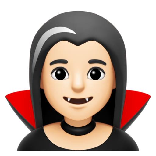 Emoji Ma cà rồng nữ: màu da sáng 🧛🏻‍♀ dạng 3D