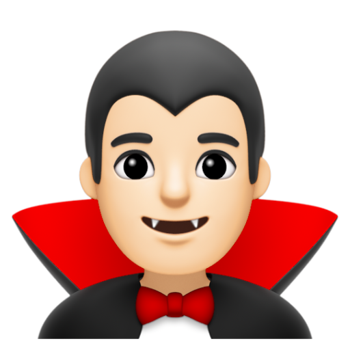 Emoji Ma cà rồng nam: màu da sáng 🧛🏻‍♂ dạng 3D
