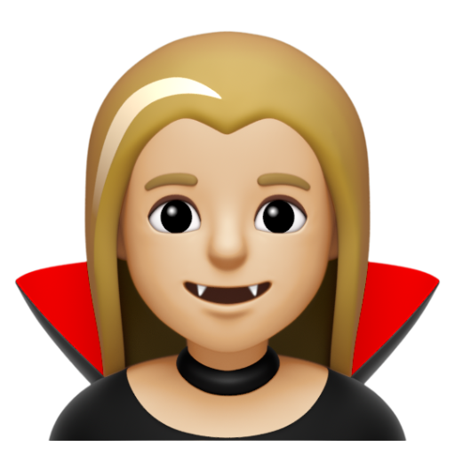 Emoji Ma cà rồng nữ: màu da sáng trung bình 🧛🏼‍♀ dạng 3D
