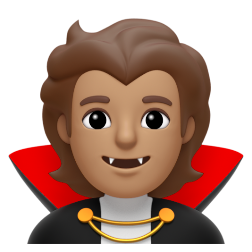 Emoji Ma cà rồng: màu da trung bình 🧛🏽 dạng 3D