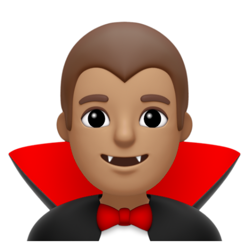 Emoji Ma cà rồng nam: màu da trung bình 🧛🏽‍♂ dạng 3D