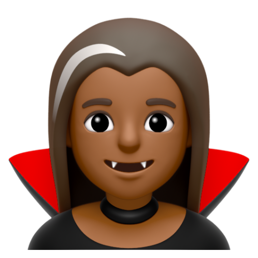 Emoji Ma cà rồng nữ: màu da tối trung bình 🧛🏾‍♀ dạng 3D
