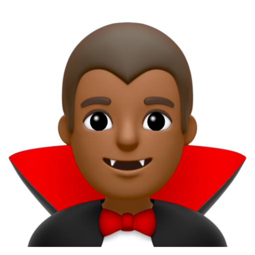 Emoji Ma cà rồng nam: màu da tối trung bình 🧛🏾‍♂ dạng 3D
