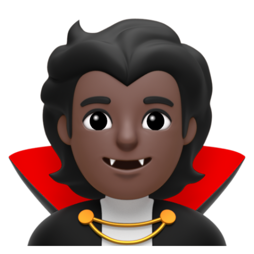 Emoji Ma cà rồng: màu da tối 🧛🏿 dạng 3D