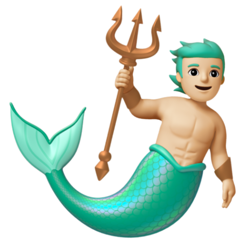 Emoji Chàng tiên cá: màu da sáng trung bình 🧜🏼‍♂ dạng 3D