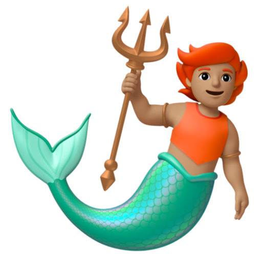 Emoji Người cá: màu da trung bình 🧜🏽 dạng 3D