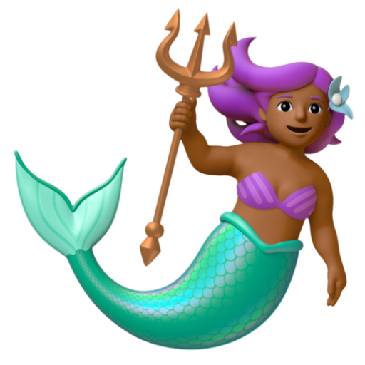 Emoji Nàng tiên cá: màu da tối trung bình 🧜🏾‍♀ dạng 3D
