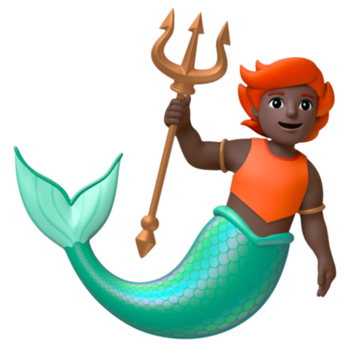 Emoji Người cá: màu da tối 🧜🏿 dạng 3D
