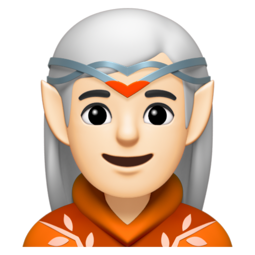 Emoji Yêu ma: màu da sáng 🧝🏻 dạng 3D
