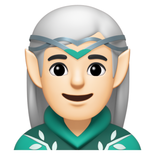 Emoji Nam quỷ: màu da sáng 🧝🏻‍♂ dạng 3D