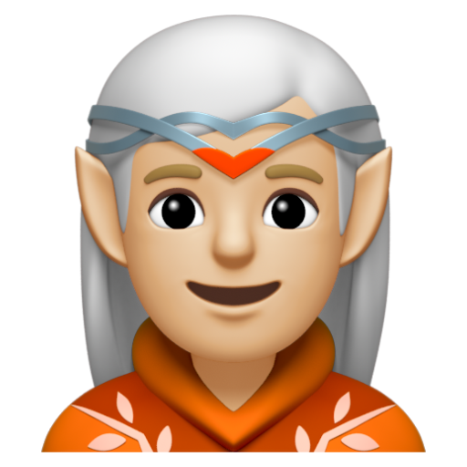 Emoji Yêu ma: màu da sáng trung bình 🧝🏼 dạng 3D