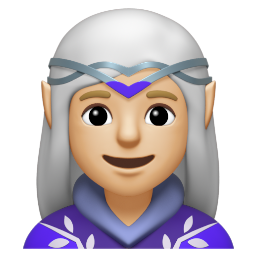 Emoji Nữ quỷ: màu da sáng trung bình 🧝🏼‍♀ dạng 3D