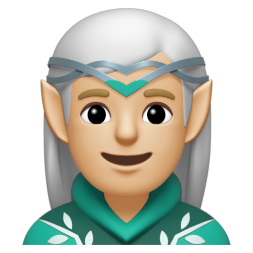 Emoji Nam quỷ: màu da sáng trung bình 🧝🏼‍♂ dạng 3D