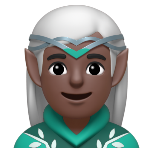 Emoji Nam quỷ: màu da tối 🧝🏿‍♂ dạng 3D