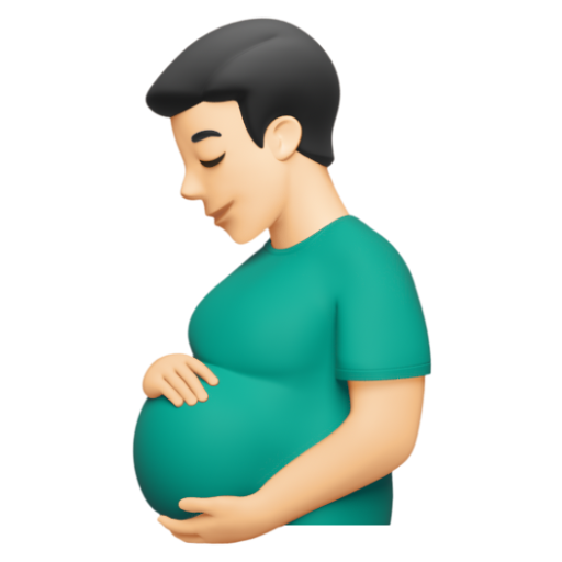 Emoji Người đàn ông mang bầu: màu da sáng 🫃🏻 dạng 3D