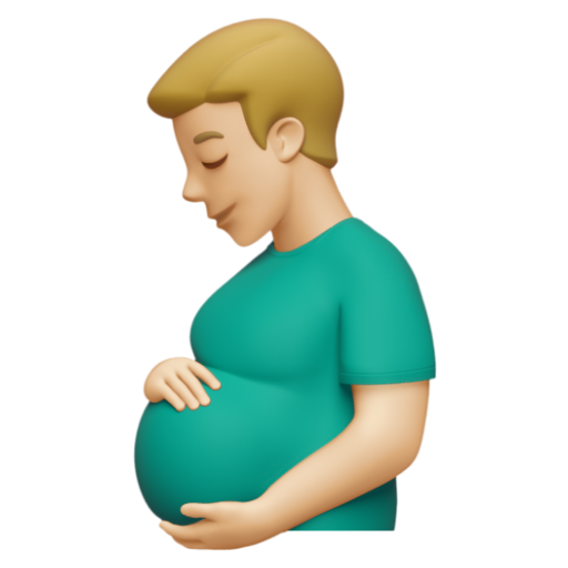 Emoji Người đàn ông mang bầu: màu da sáng trung bình 🫃🏼 dạng 3D