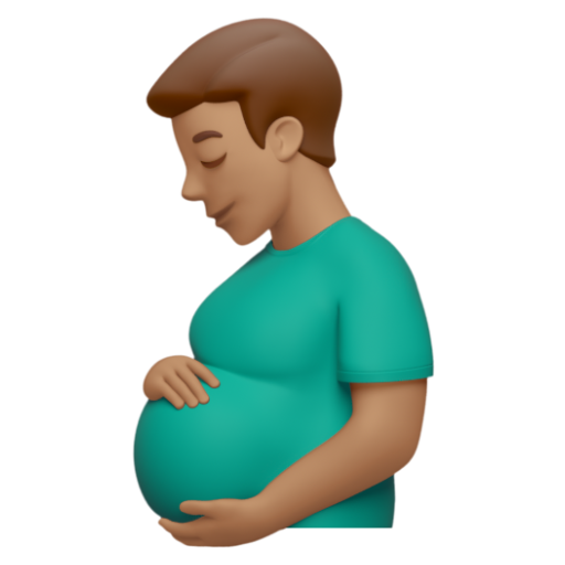 Emoji Người đàn ông mang bầu: màu da trung bình 🫃🏽 dạng 3D