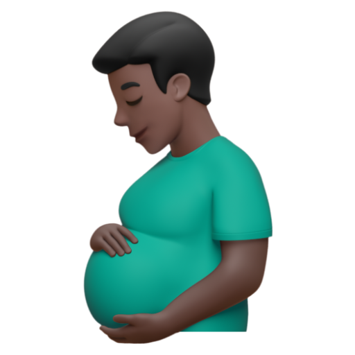 Emoji Người đàn ông mang bầu: màu da tối 🫃🏿 dạng 3D
