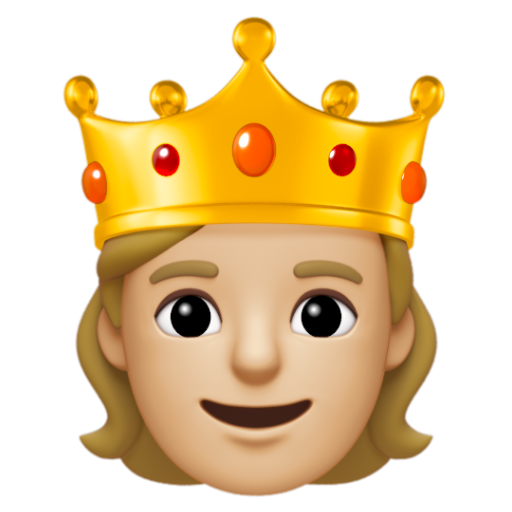 Emoji Người đội vương miện: màu da sáng trung bình 🫅🏼 dạng 3D