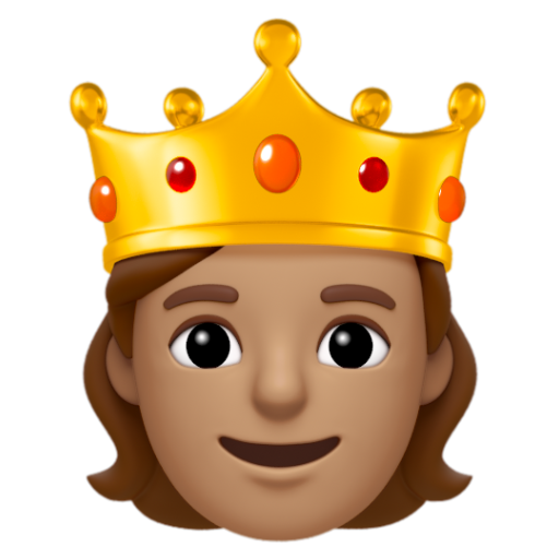 Emoji Người đội vương miện: màu da trung bình 🫅🏽 dạng 3D