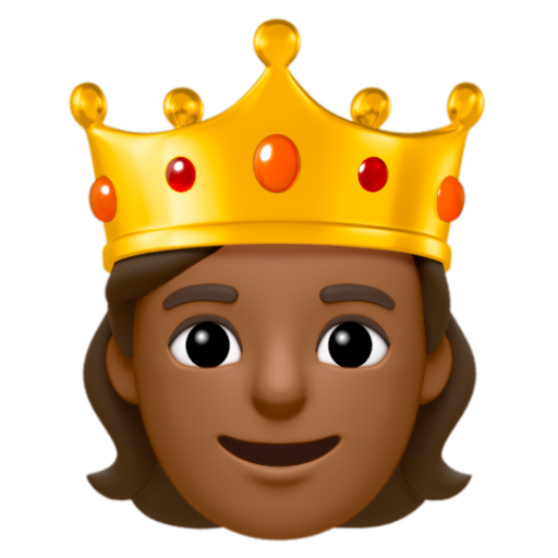 Emoji Người đội vương miện: màu da tối trung bình 🫅🏾 dạng 3D