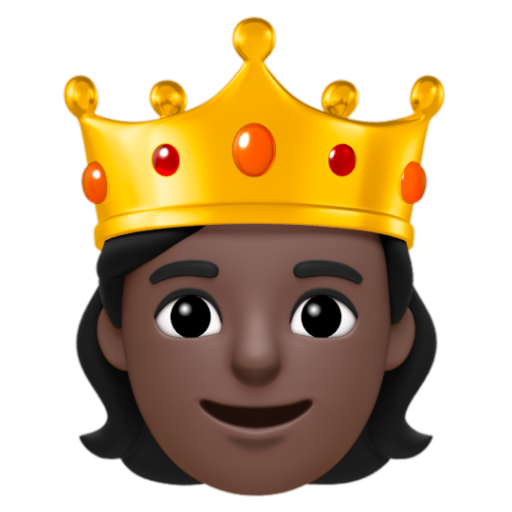 Emoji Người đội vương miện: màu da tối 🫅🏿 dạng 3D