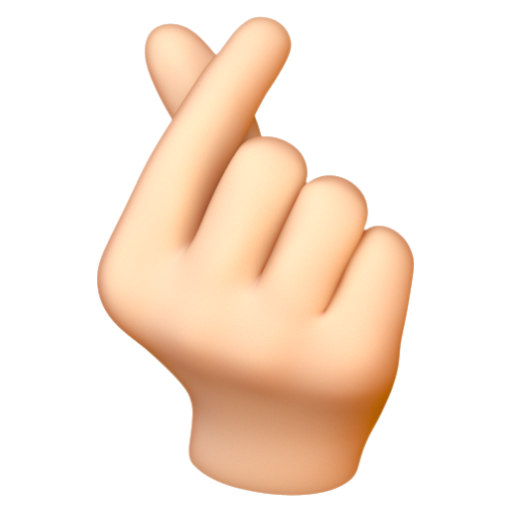 Emoji Bàn tay với ngón trỏ và ngón cái bắt chéo: màu da sáng 🫰🏻 dạng 3D