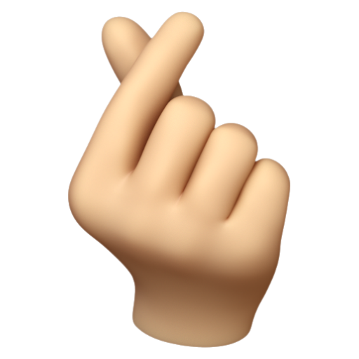 Emoji Bàn tay với ngón trỏ và ngón cái bắt chéo: màu da sáng trung bình 🫰🏼 dạng 3D