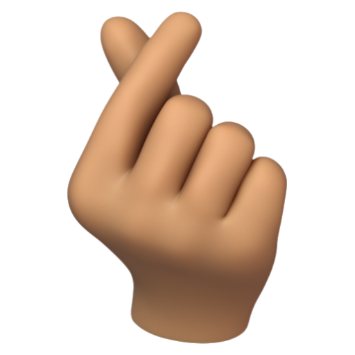 Emoji Bàn tay với ngón trỏ và ngón cái bắt chéo: màu da trung bình 🫰🏽 dạng 3D
