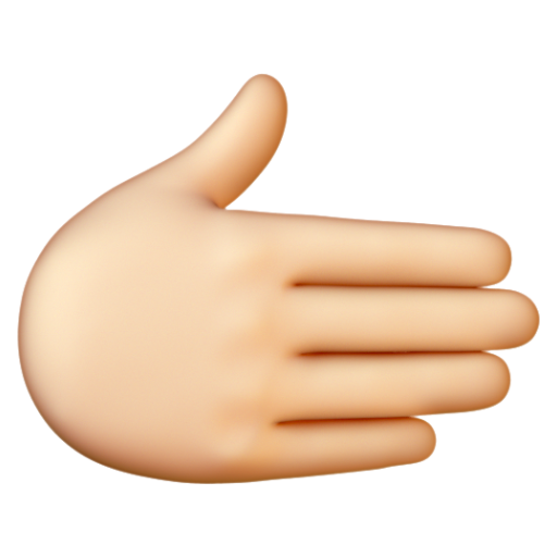 Emoji Bàn tay hướng sang bên phải: màu da sáng 🫱🏻 dạng 3D