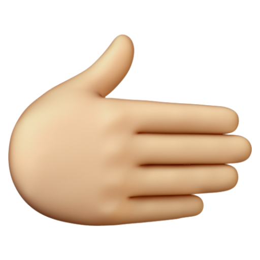 Emoji Bàn tay hướng sang bên phải: màu da sáng trung bình 🫱🏼 dạng 3D