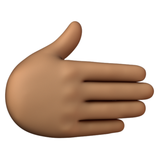 Emoji Bàn tay hướng sang bên phải: màu da trung bình 🫱🏽 dạng 3D