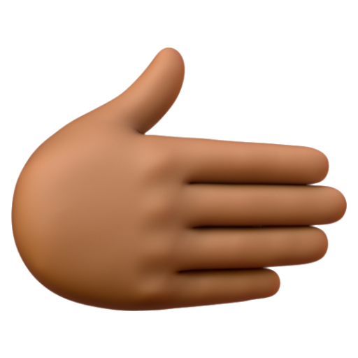 Emoji Bàn tay hướng sang bên phải: màu da tối trung bình 🫱🏾 dạng 3D