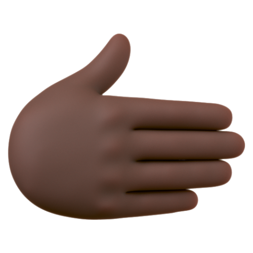 Emoji Bàn tay hướng sang bên phải: màu da tối 🫱🏿 dạng 3D