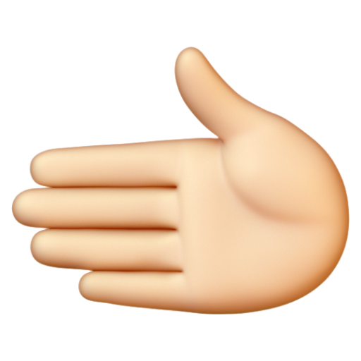 Emoji Bàn tay hướng sang bên trái: màu da sáng 🫲🏻 dạng 3D