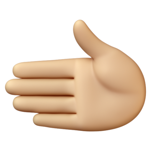 Emoji Bàn tay hướng sang bên trái: màu da sáng trung bình 🫲🏼 dạng 3D
